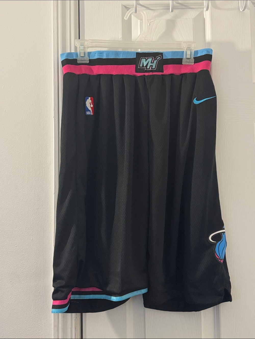 Nike Miami Heat Black Basketball Shorts with Teal & Pink Trim